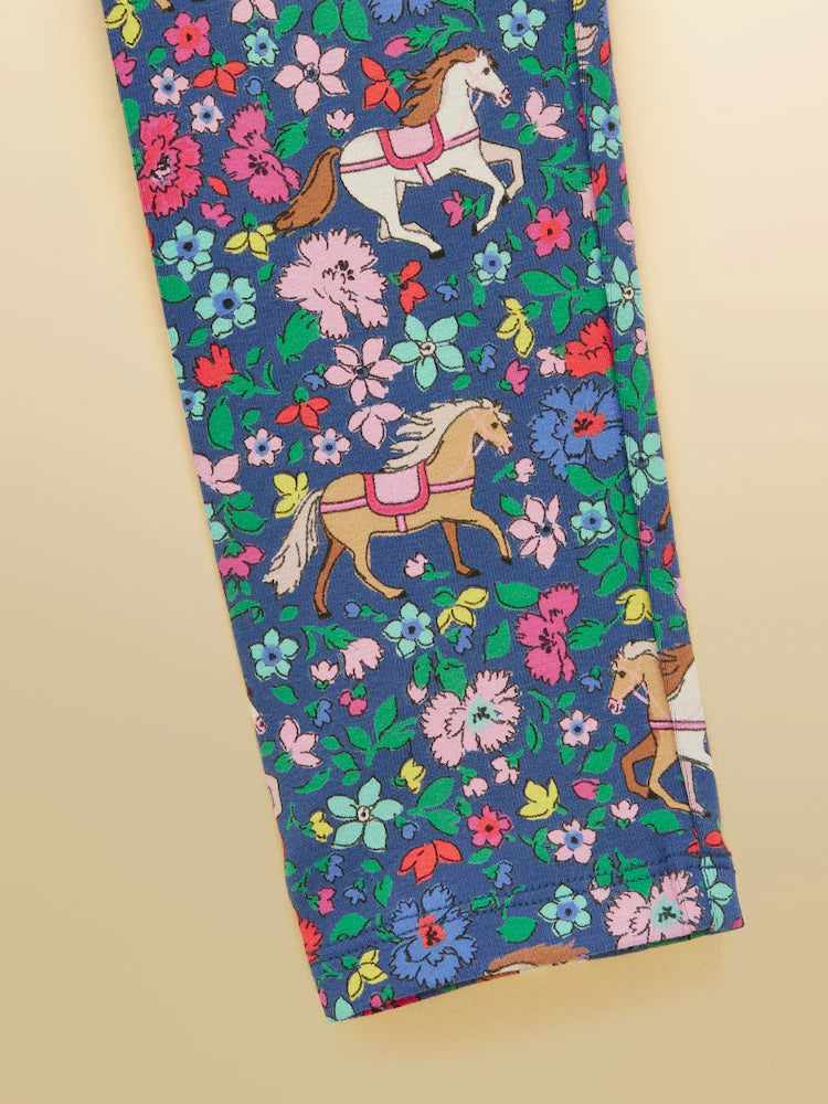 Joules Girls Dee Dee Leggings W38-000 Ditsy Horse Clothing 4YRS / Navy,5YRS / Navy,6YRS / Navy,8YRS / Navy