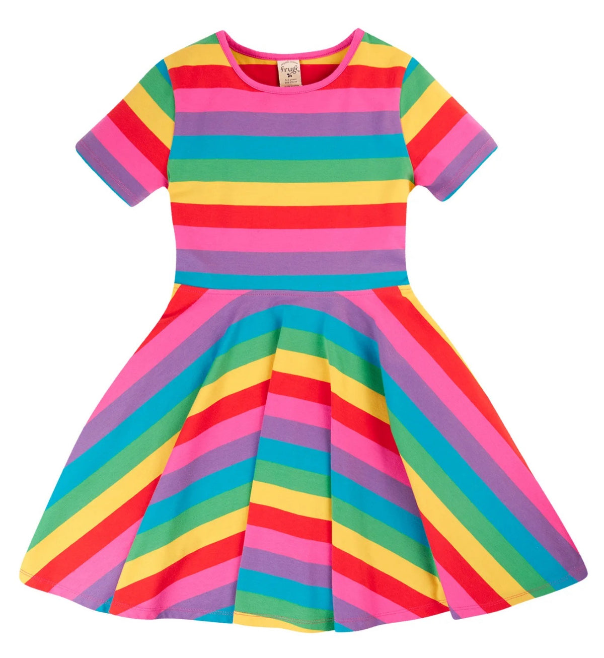Frugi Sunshine Skater Dress Foxglove Stripe Clothing 4-5YRS / Multi,5-6YRS / Multi,6-7YRS / Multi,7-8YRS / Multi,8-9YRS / Multi,9-10YRS / Multi