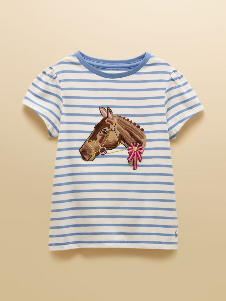 Joules Girls Astra T-Shirt H76-709 Blue Horse Clothing 4YRS / Blue,5YRS / Blue,6YRS / Blue,8YRS / Blue