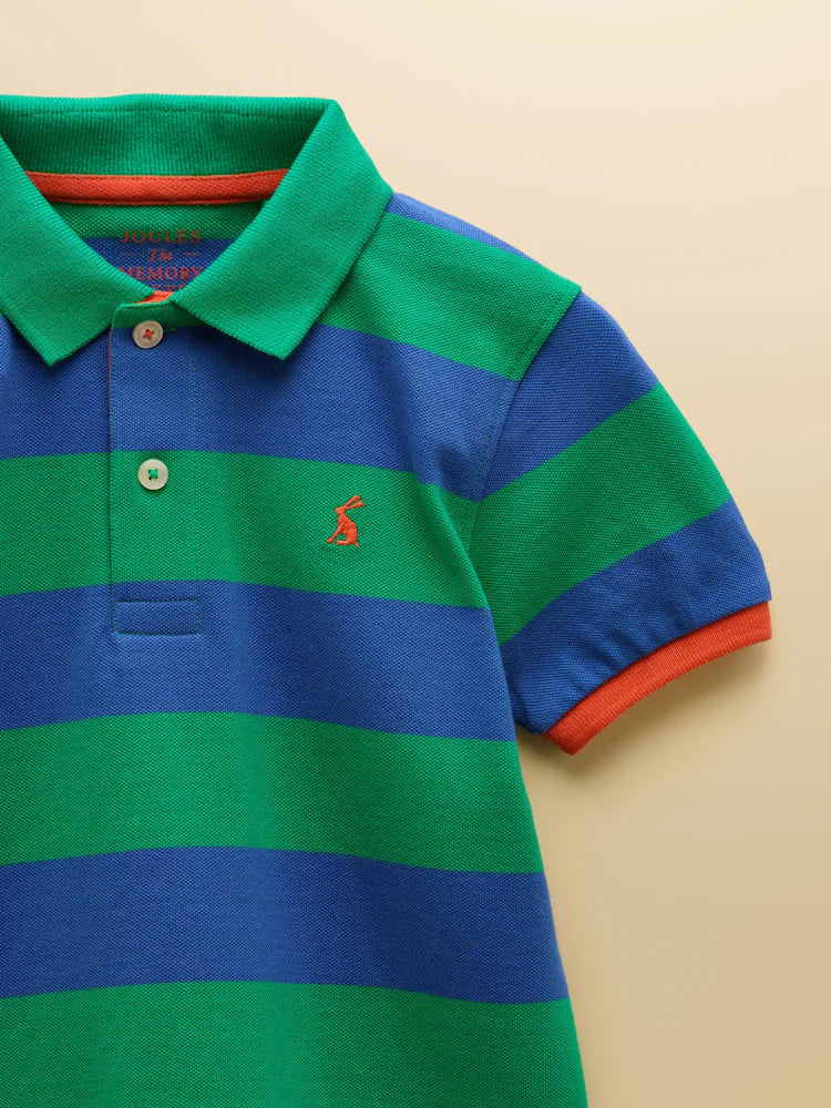 Joules Boys Woody Polo Shirt W38-095 Green Blue Stripe Clothing 4YRS / Green,5YRS / Green,6YRS / Green,8YRS / Green