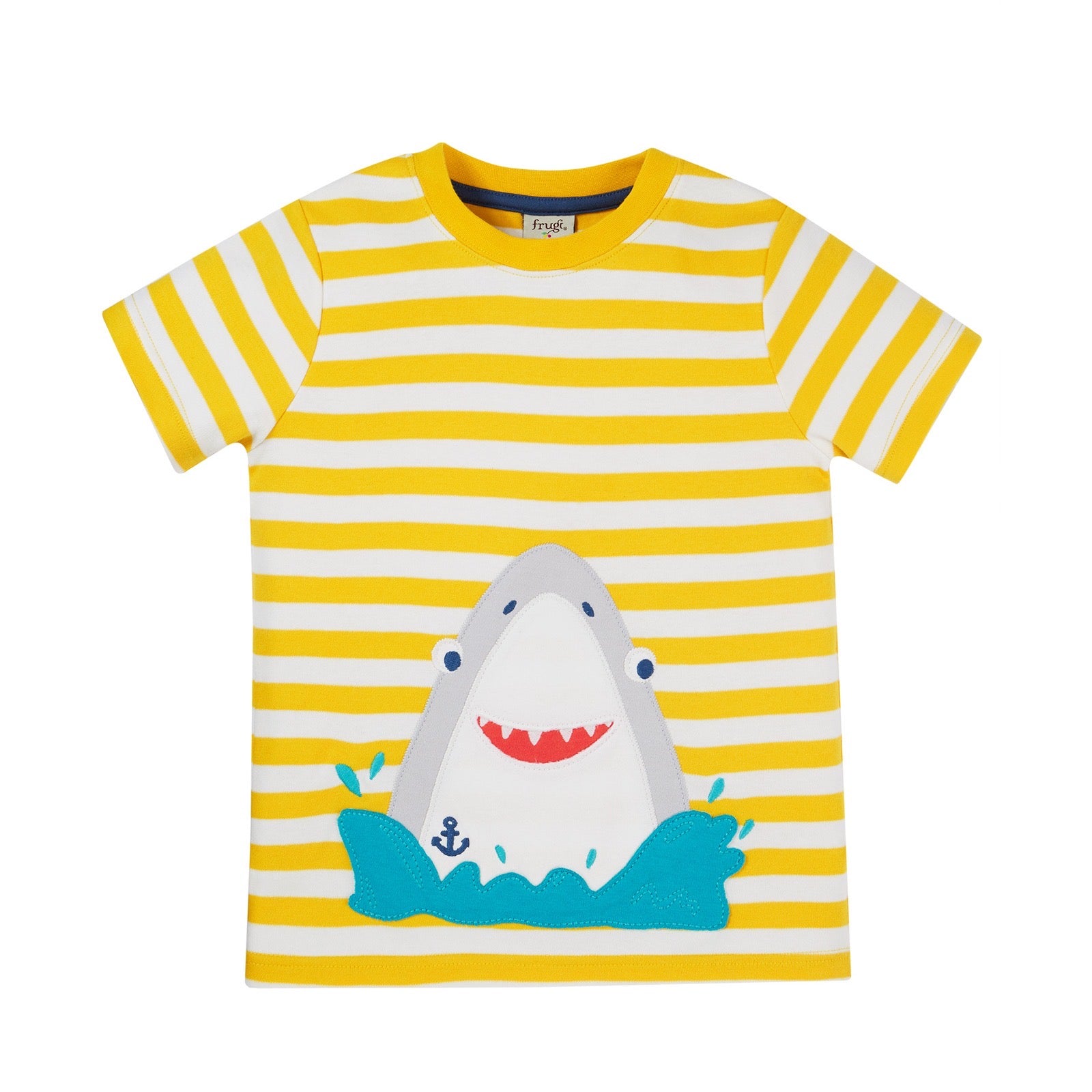 Frugi Sid Yellow Stripe Shark T-Shirt Mj5bi Clothing 2-3YRS / Yellow,3-4YRS / Yellow,4-5YRS / Yellow,5-6YRS / Yellow,6-7YRS / Yellow,7-8YRS / Yellow