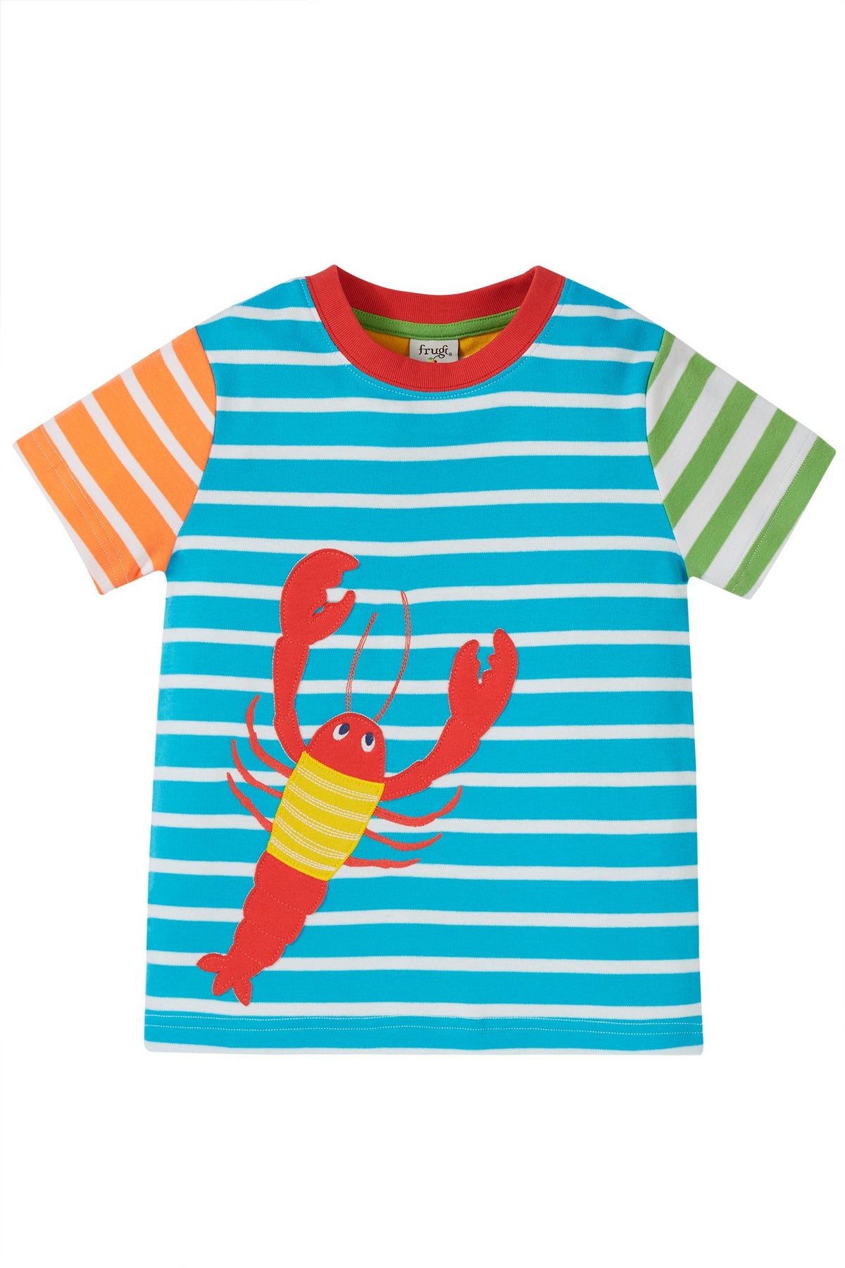 Frugi Hotchpotch Lobster T-Shirt Pp29i Clothing 2-3YRS / Multi,3-4YRS / Multi,4-5YRS / Multi,5-6YRS / Multi,6-7YRS / Multi,7-8YRS / Multi