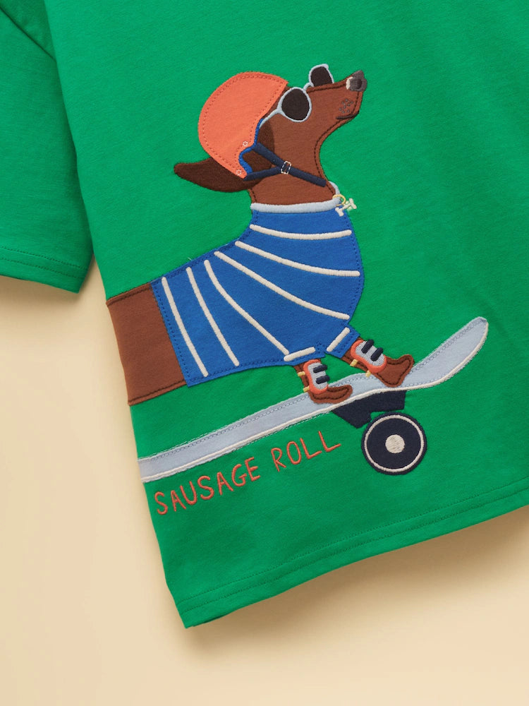 Joules Boys Archie T-Shirt W38-105 Green Skate Dog Clothing 4YRS / Green,5YRS / Green,6YRS / Green,8YRS / Green