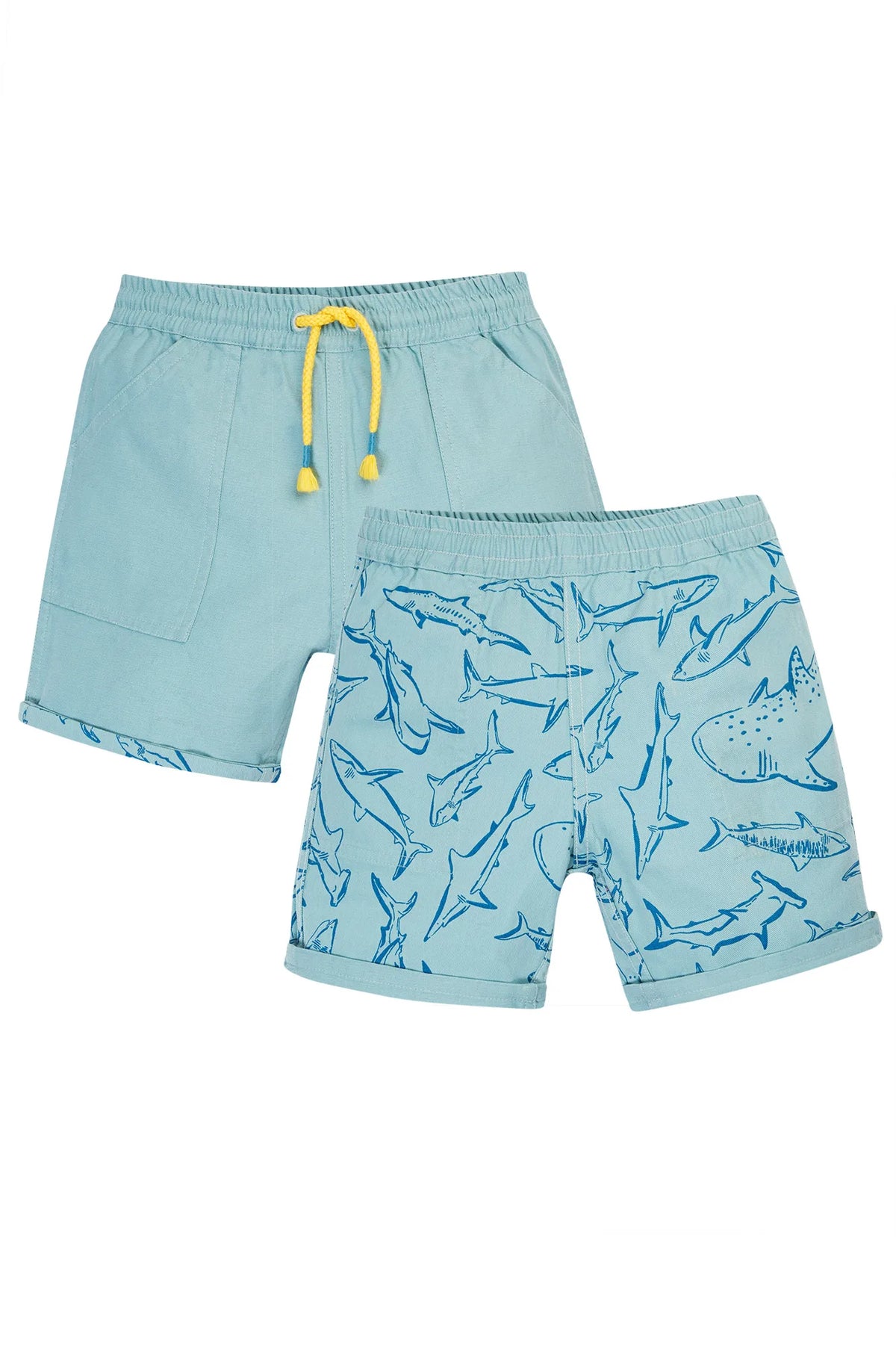 Frugi Reversible Stingray Jawsome Shorts Po4bk Clothing 2-3YRS / Blue,3-4YRS / Blue,4-5YRS / Blue,5-6YRS / Blue,6-7YRS / Blue,7-8YRS / Blue,8-9YRS / Blue