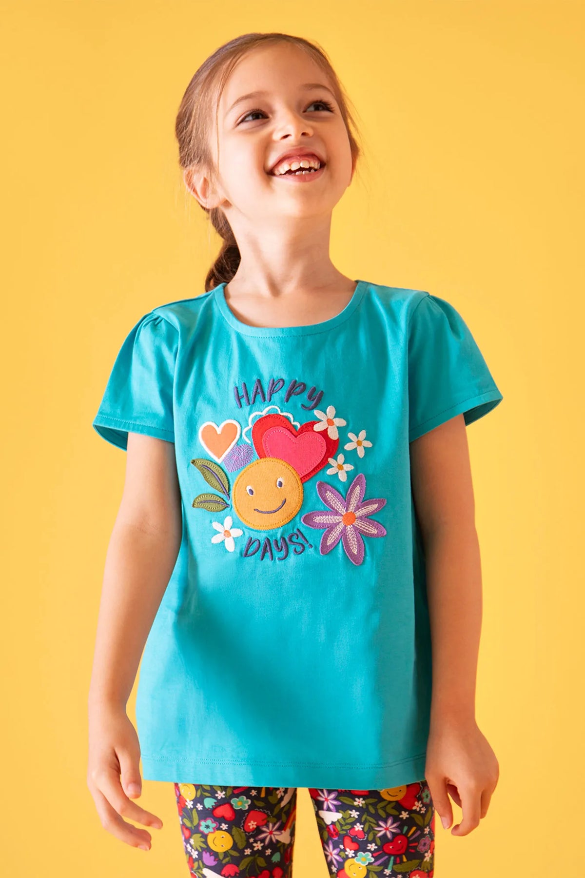 Frugi Lia T-Shirt 502152S6tnlo Happy Clothing 4-5YRS / Turquoise,5-6YRS / Turquoise,6-7YRS / Turquoise,7-8YRS / Turquoise,8-9YRS / Turquoise
