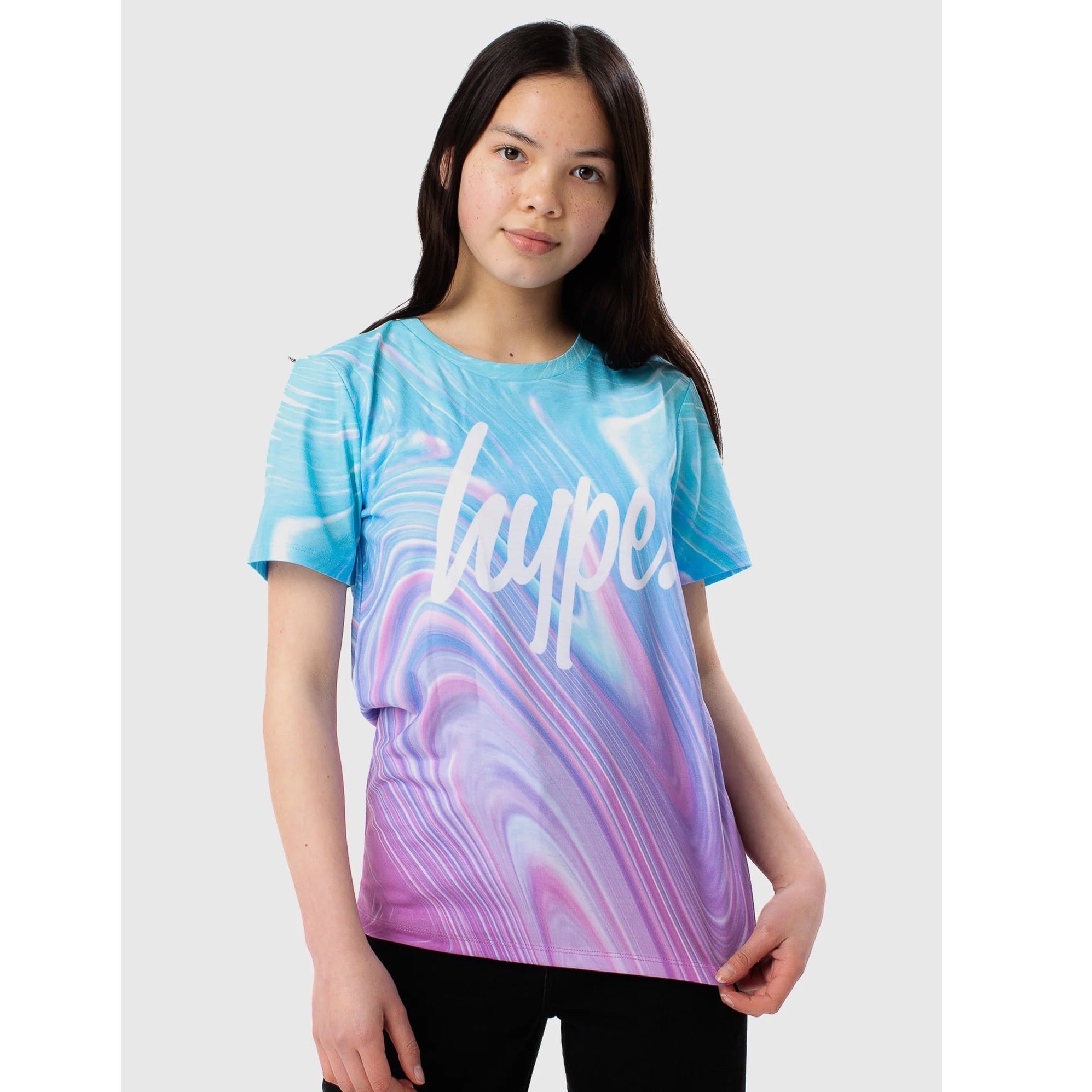 Hype Teal Purple Marble T-Shirt Zumh-516 Clothing 9/10YRS / Multi,11/12YRS / Multi,13YRS / Multi,14YRS / Multi,15YRS / Multi
