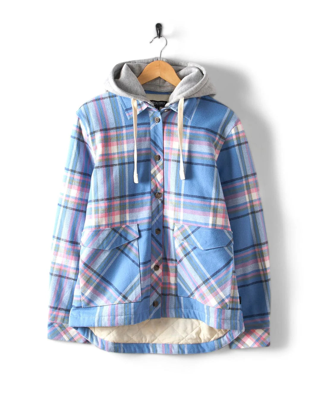 Saltrock Womens Myla Shacket Blue Check Clothing XS ADULT / Blue,SMALL ADULT / Blue,LARGE ADULT / Blue