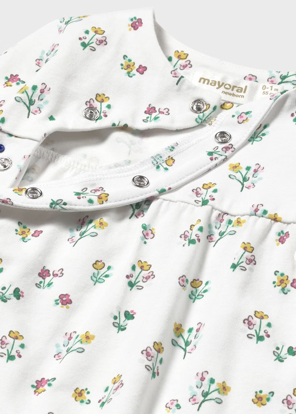 Mayoral Baby Romper 1753 Floral Clothing 0-1M / White,1-2M / White,2-4M / White,4-6M / White,6-9M / White