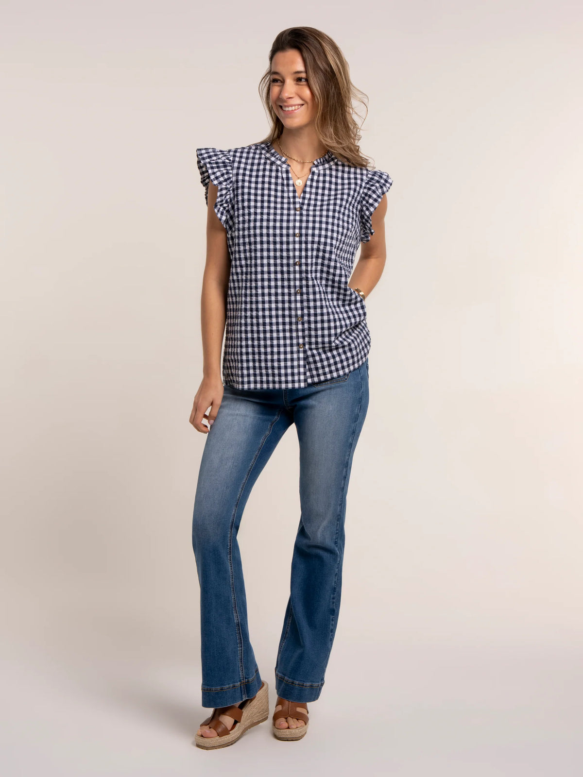 Brakeburn Womens Bia Blouse 14028 Gingham Clothing UK8 / Navy,UK10 / Navy,UK12 / Navy,UK14 / Navy,UK16 / Navy
