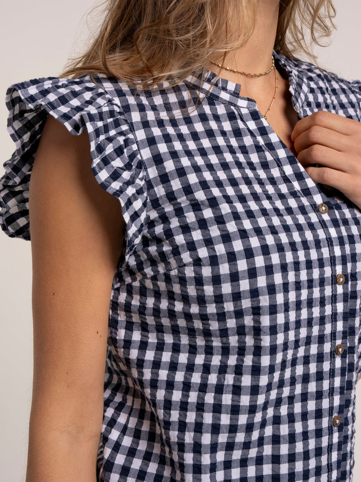 Brakeburn Womens Bia Blouse 14028 Gingham Clothing UK8 / Navy,UK10 / Navy,UK12 / Navy,UK14 / Navy,UK16 / Navy