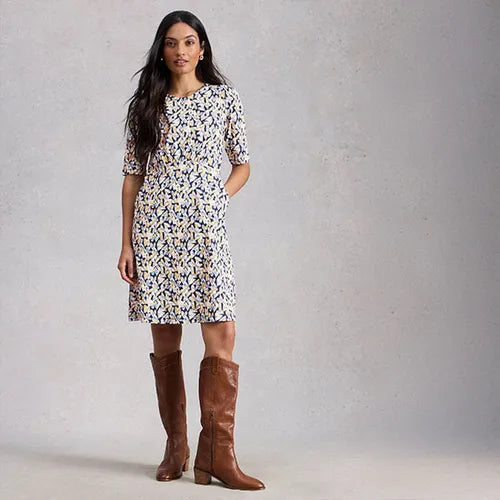 White Stuff Olivia Jersey Dress 445192 Blue Print Clothing UK8 / Blue,UK10 / Blue,UK12 / Blue,UK14 / Blue,UK16 / Blue,UK18 / Blue