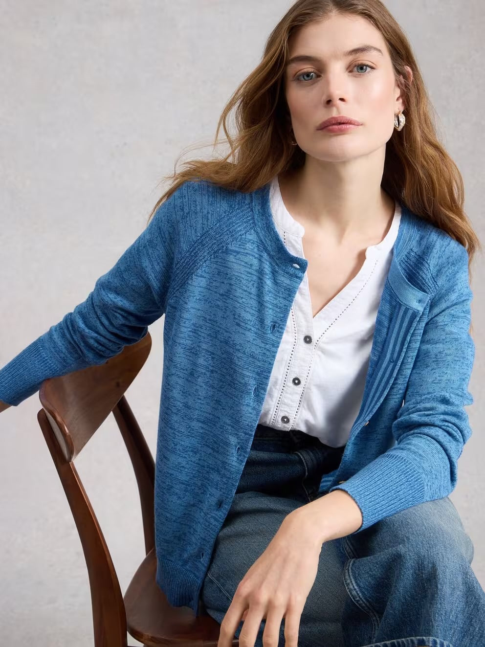 White Stuff Womens Lulu Twist Cardigan 445399 Mid Blue Clothing UK8 / Blue,UK10 / Blue,UK12 / Blue,UK14 / Blue,UK16 / Blue,UK18 / Blue