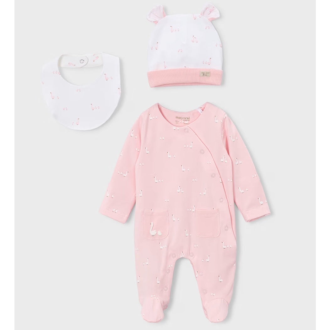 Mayoral 3 Piece Baby Romper Set 1728 Pink Ducks