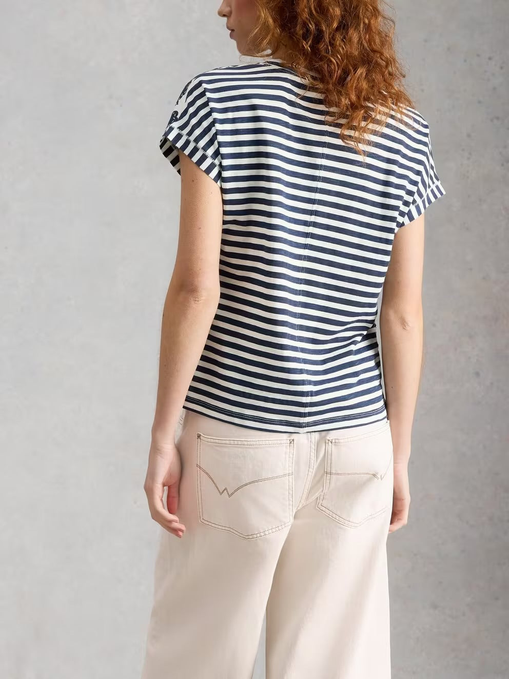 White Stuff Womens Nelly Notch T-Shirt 445849 Navy Print