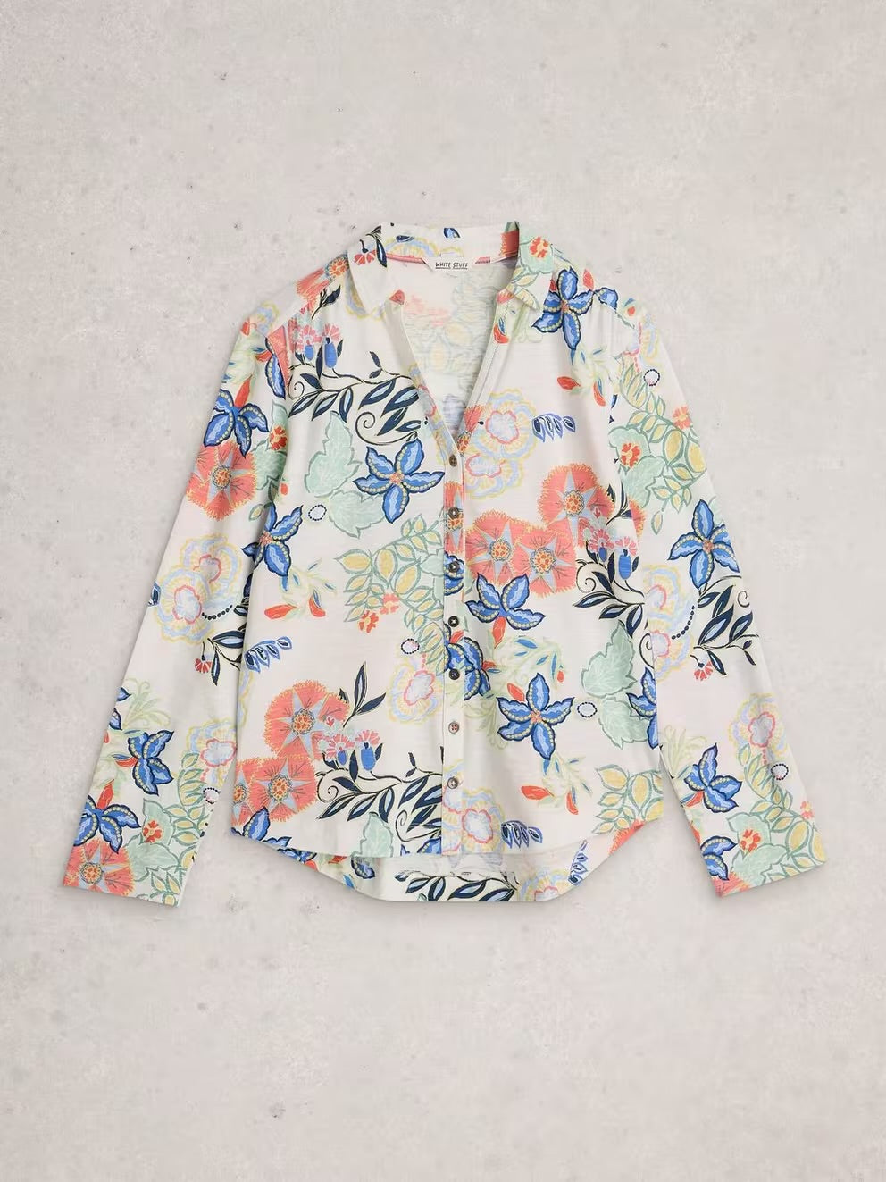 White Stuff Womens Annie Jersey Shirt 445833 Cream Print