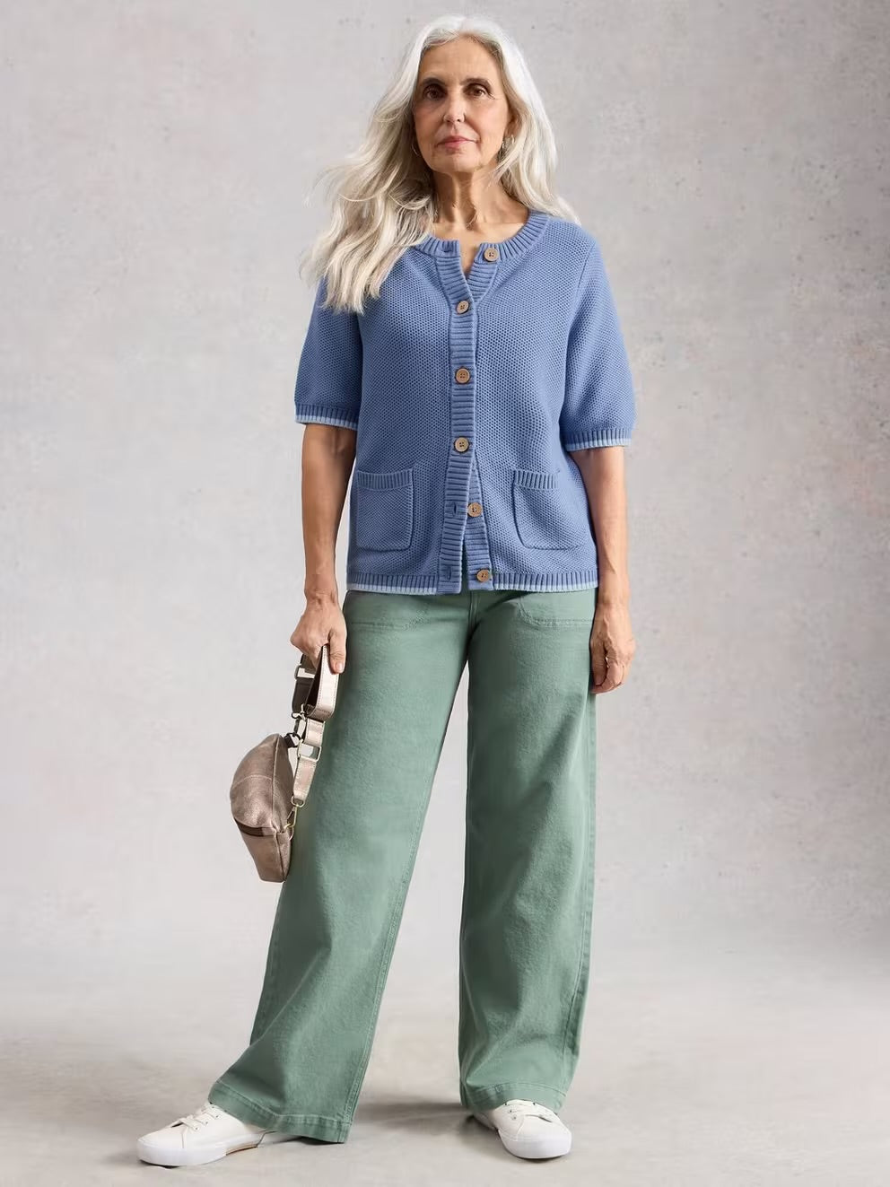 White Stuff Womens Isabella Short Sleeve Cardigan 445599 Blue