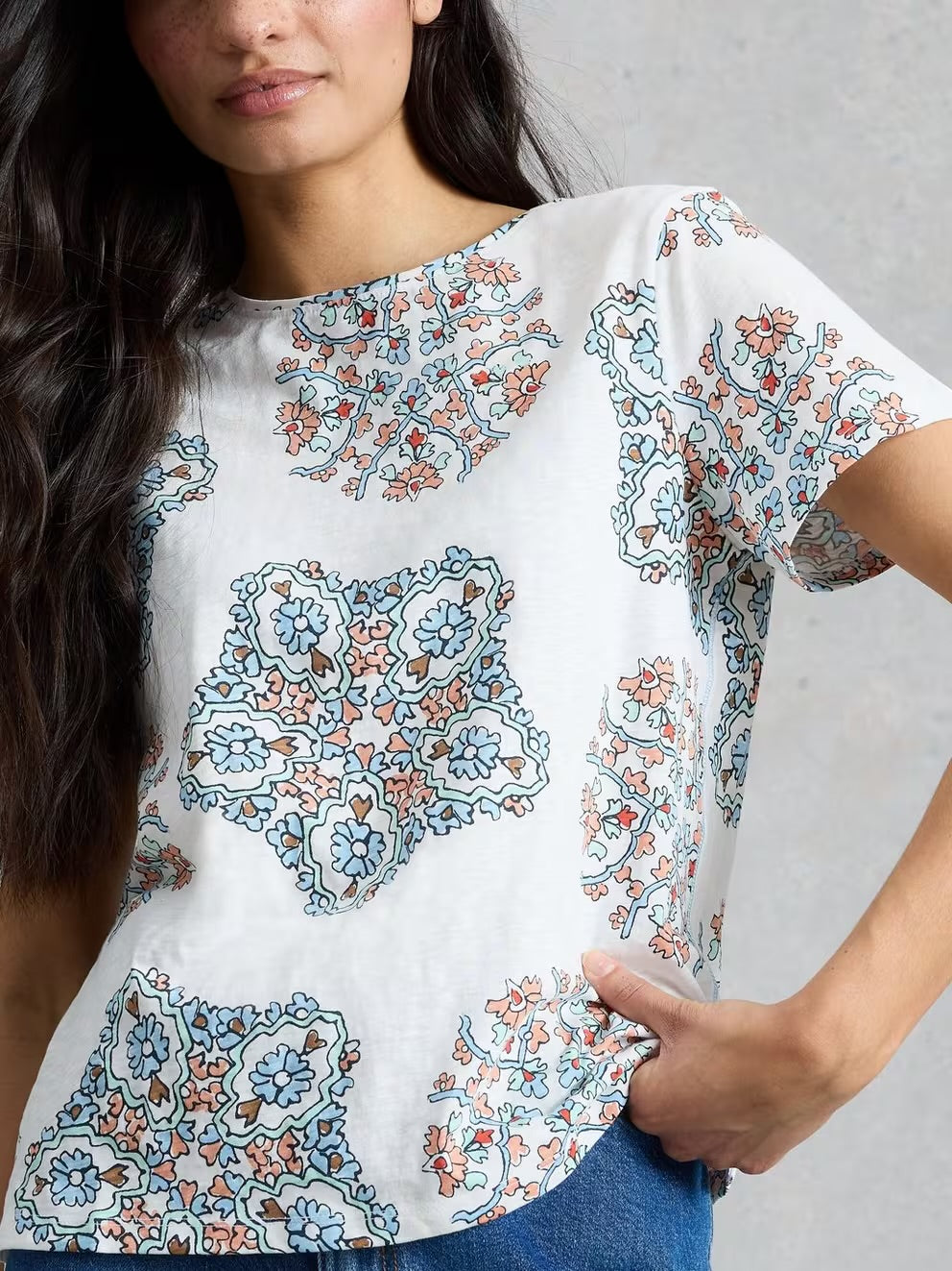 White Stuff Womens Abbie T-Shirt 445863 White Print