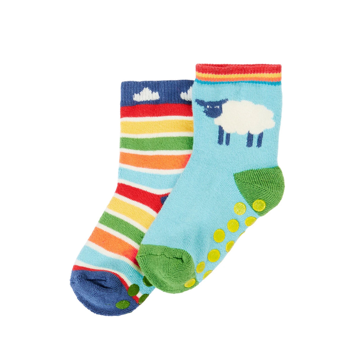 Frugi 2 Pack Grippy Socks 500114S6hfmt Happy Farm