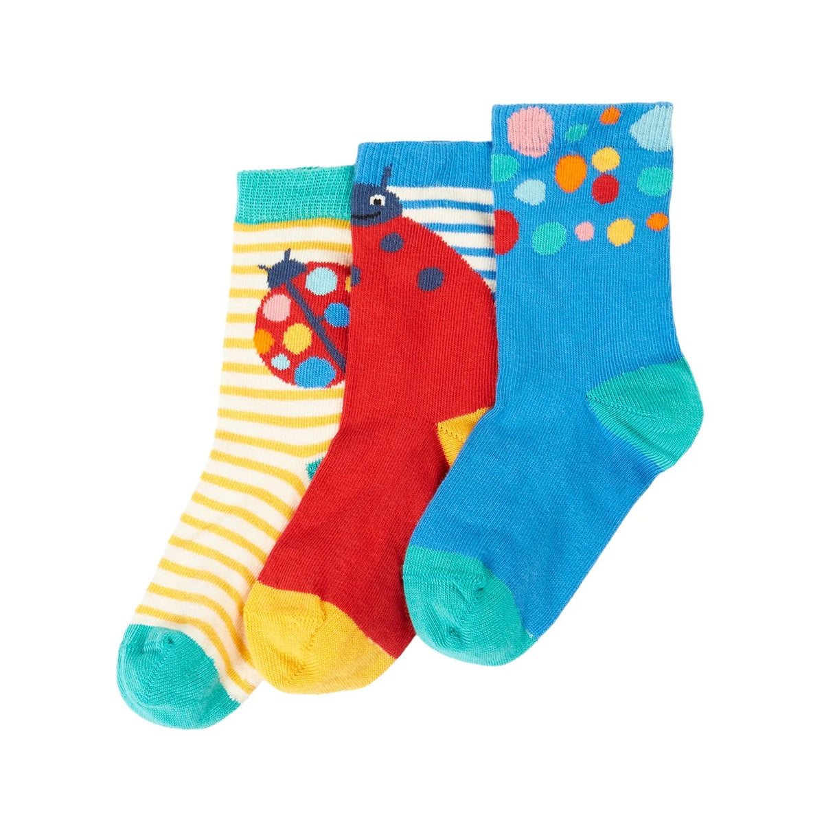 Frugi 3 Pack Infant Socks 500084S6lopi Ladybird