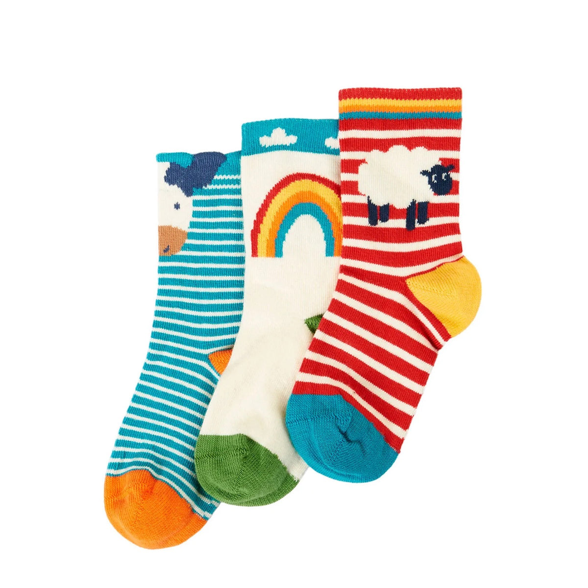 Frugi 3 Pack Infant Socks 500084S6xytr Tractor