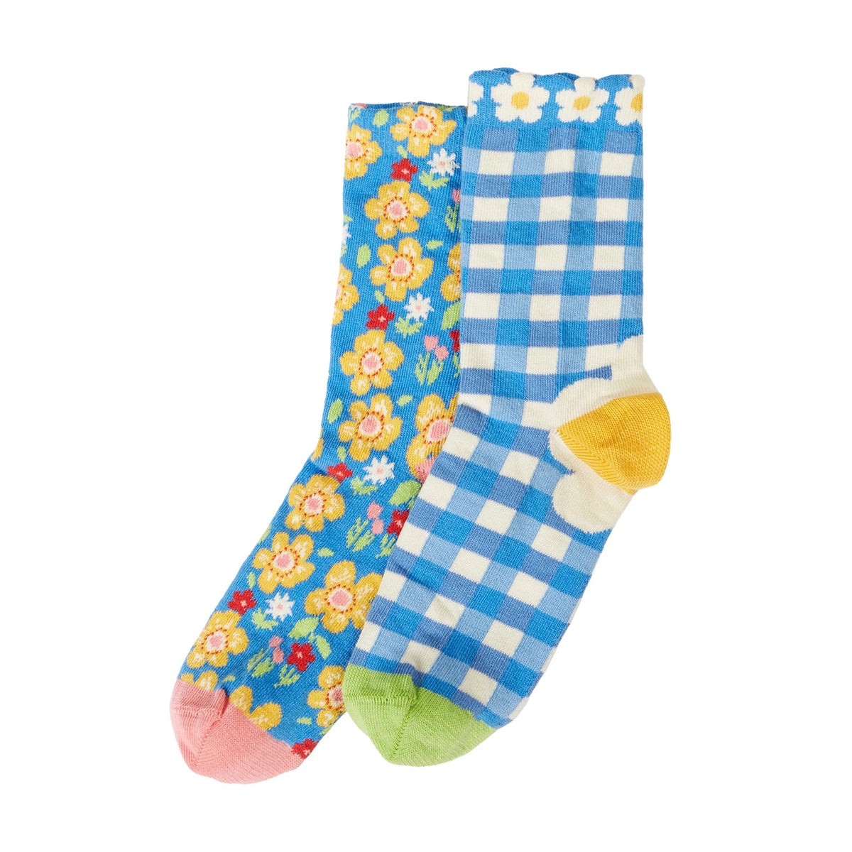 Frugi 2 Pack Frill Socks 500116S6plzh Picnic Clothing 1-2YRS / Multi,UK6-8 / Multi,UK9-12 / Multi,UK13-2 / Multi