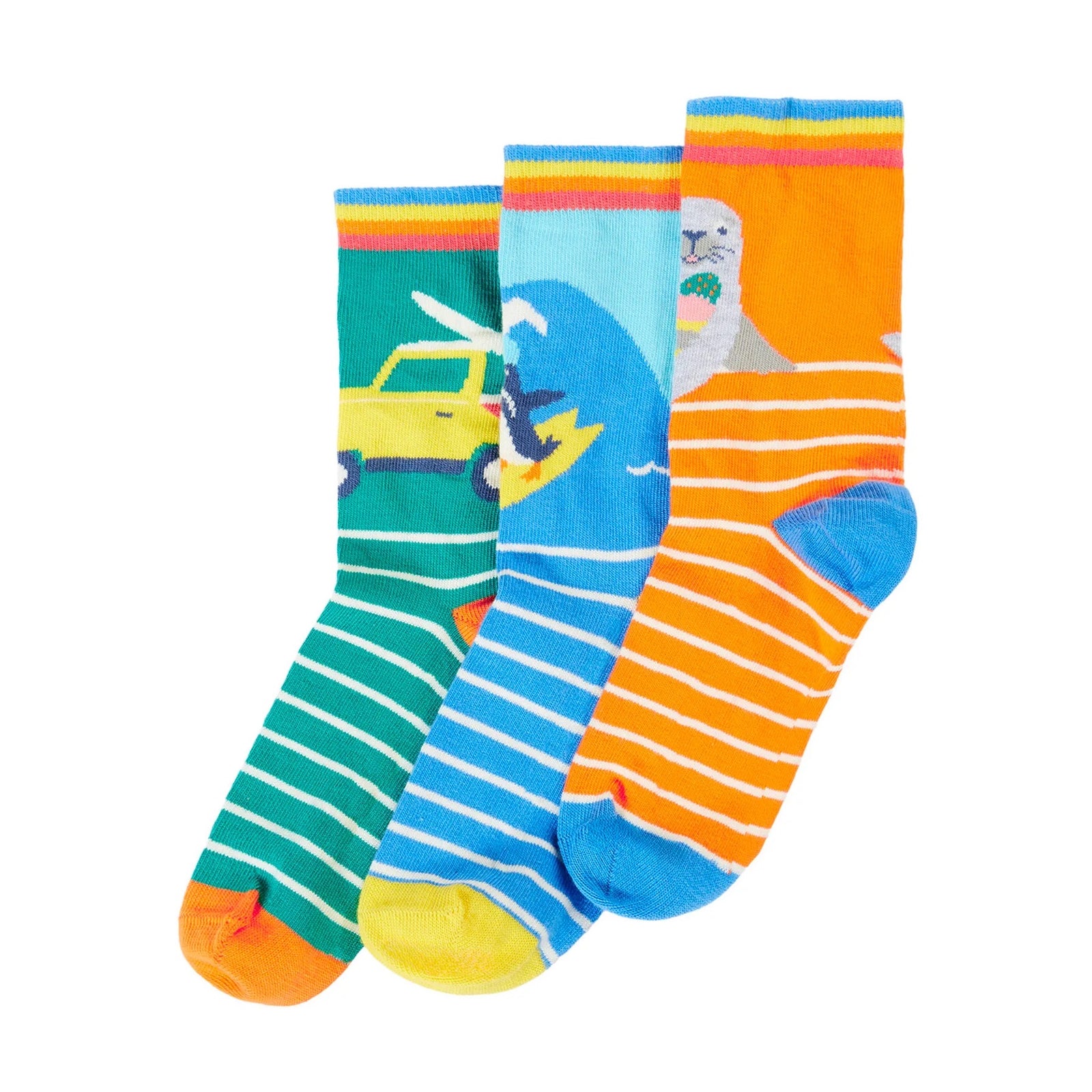 Frugi 3 Pack Socks 500038S6sytg Surf Clothing UK6-8 / Multi,UK9-12 / Multi,UK13-2 / Multi