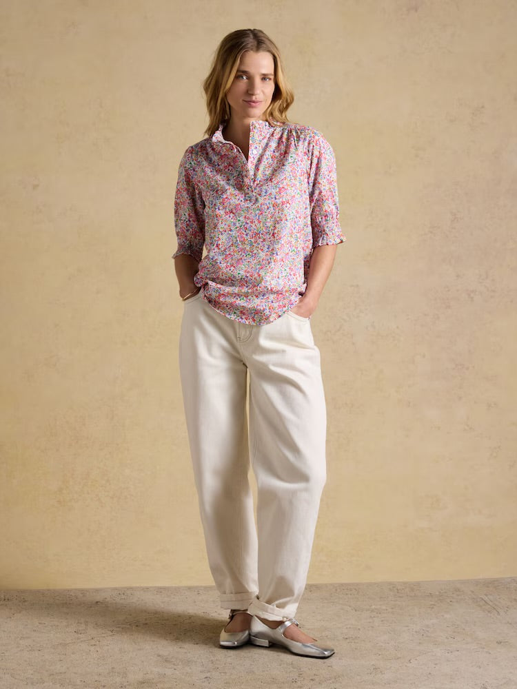 Joules Women Melanie Ruffle Blouse H63765 Multi Ditsy Clothing UK10 / Multi,UK12 / Multi,UK14 / Multi,UK16 / Multi