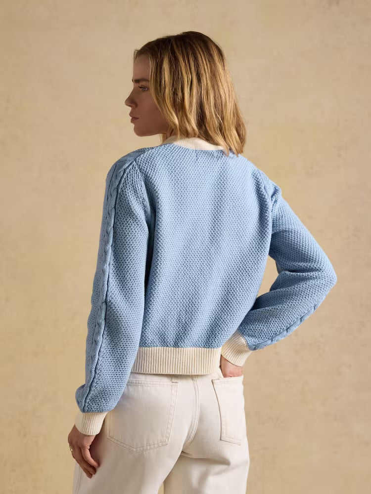 Joules Womens Centre Court Cardigan H14613 Blue Clothing S / Blue,M / Blue,L / Blue