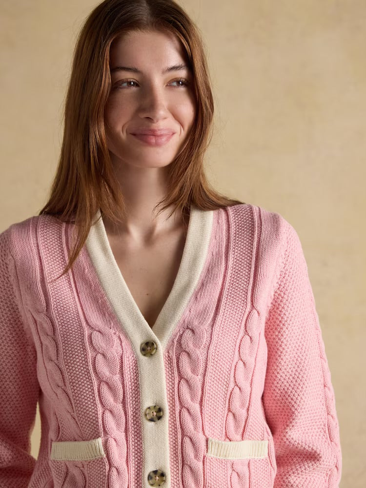 Joules Womens Centre Court Cardigan H25627 Pink Clothing S / Pink,M / Pink,L / Pink