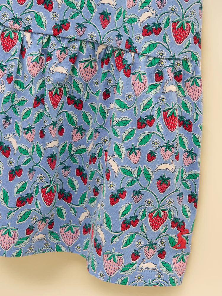 Joules Girls Sienna Dress H27174 Blue Strawberry Clothing 2YRS / Blue,3YRS / Blue,4YRS / Blue,5YRS / Blue,6YRS / Blue,7YRS / Blue,8YRS / Blue