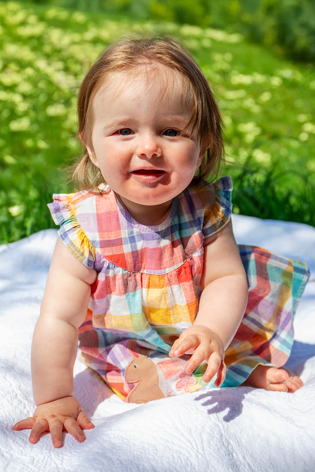 Frugi Flora Body Dress 502145S6spnw Check Rabbit Clothing 3-6M / Multi,6-9M / Multi,9-12M / Multi,12-18M / Multi,18-24M / Multi