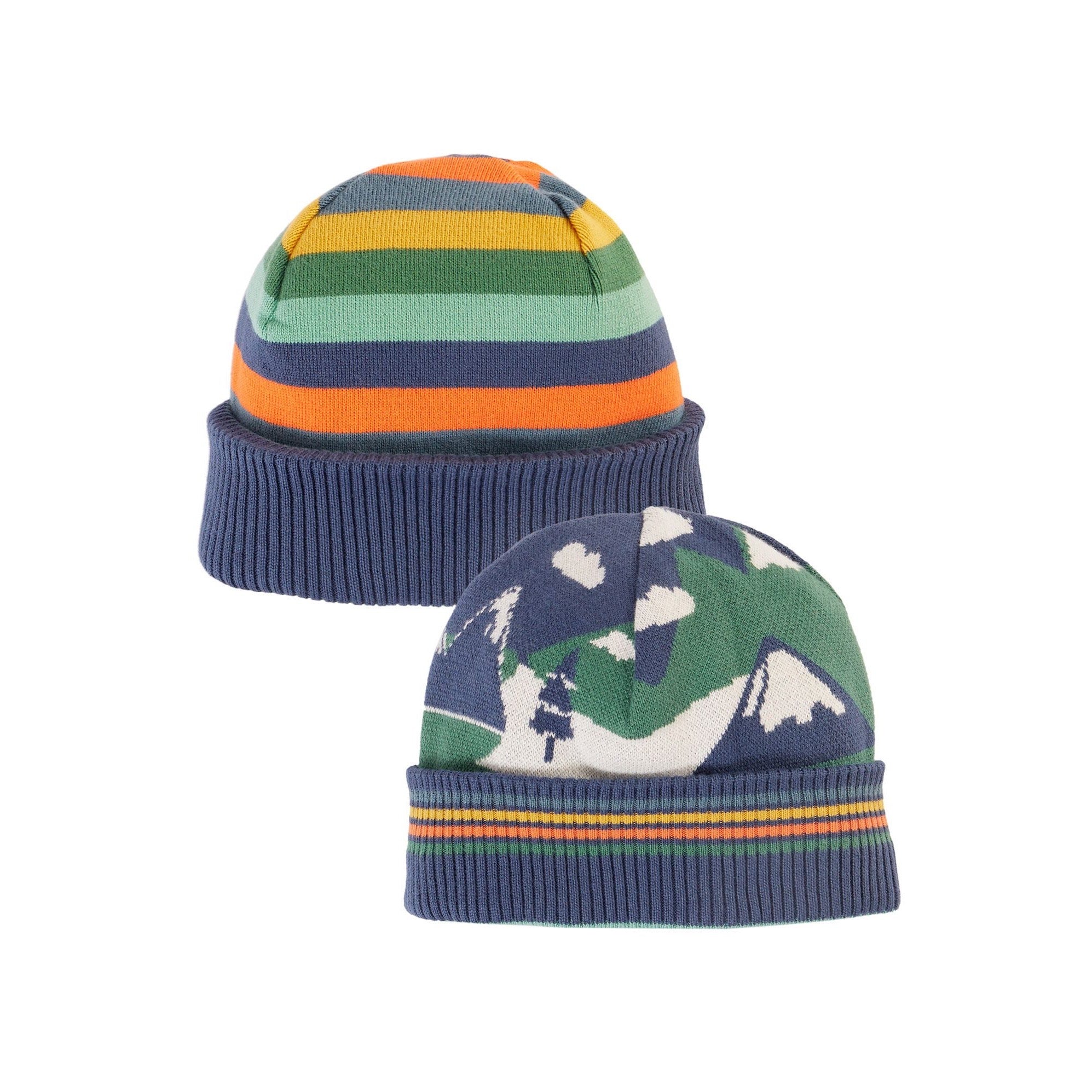 Frugi Voyager Reversible Hat 500006A4nvym Mountains Clothing 1-2YRS / Multi,2-6YRS / Multi,6-10YRS / Multi