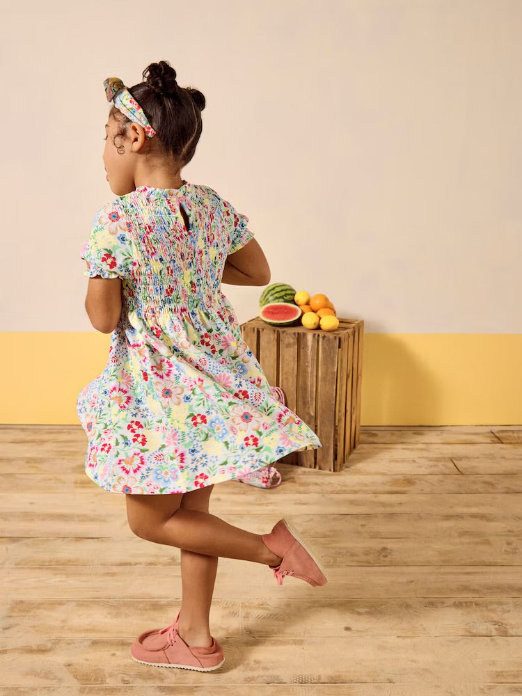 Joules Girls Gracie Dress E56517 Cream Floral Clothing 3YRS / Cream,4YRS / Cream,5YRS / Cream,6YRS / Cream,8YRS / Cream