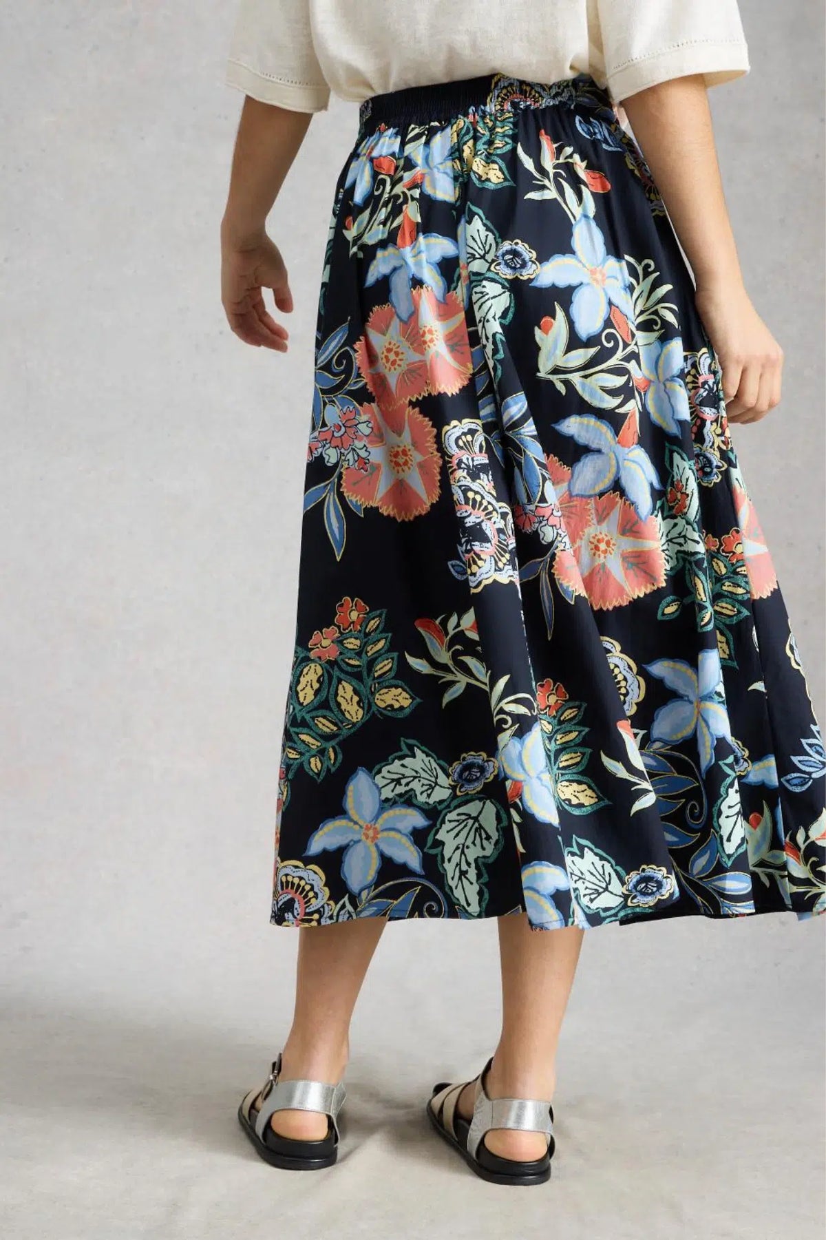 White Stuff Womens Abigail Midi Skirt 446182 Navy Print