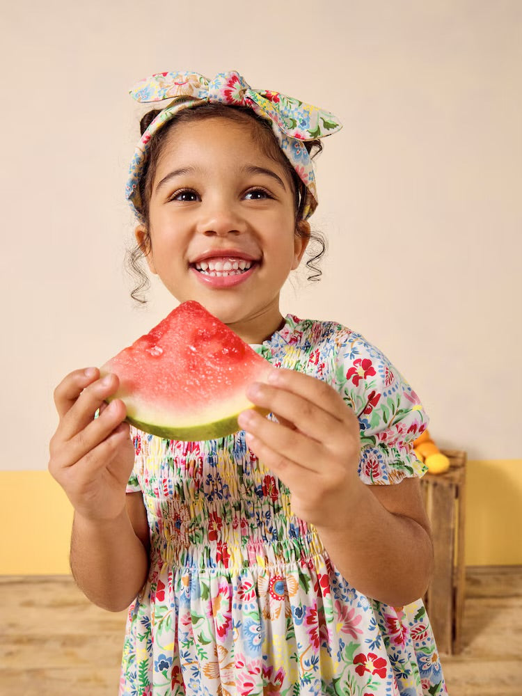 Joules Girls Gracie Dress E56517 Cream Floral Clothing 3YRS / Cream,4YRS / Cream,5YRS / Cream,6YRS / Cream,8YRS / Cream