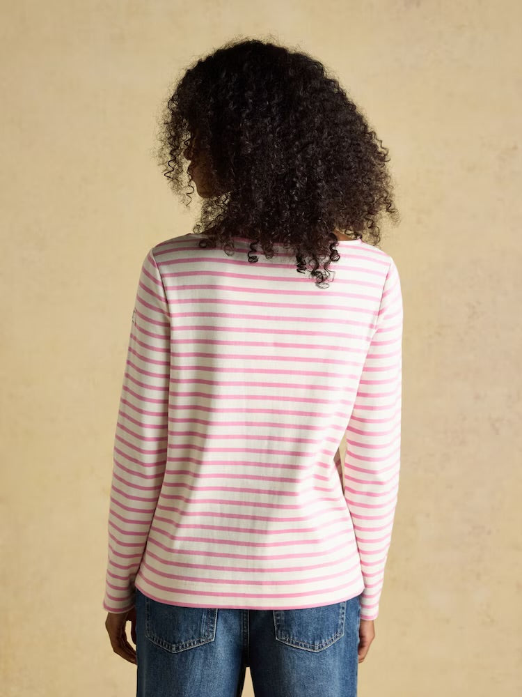 Joules Womens Harbour Top W28-621 Pink Cream Stripe Clothing UK8 / Pink,UK10 / Pink,UK12 / Pink,UK14 / Pink