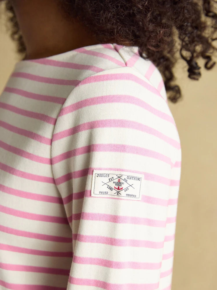 Joules Womens Harbour Top W28-621 Pink Cream Stripe Clothing UK8 / Pink,UK10 / Pink,UK12 / Pink,UK14 / Pink