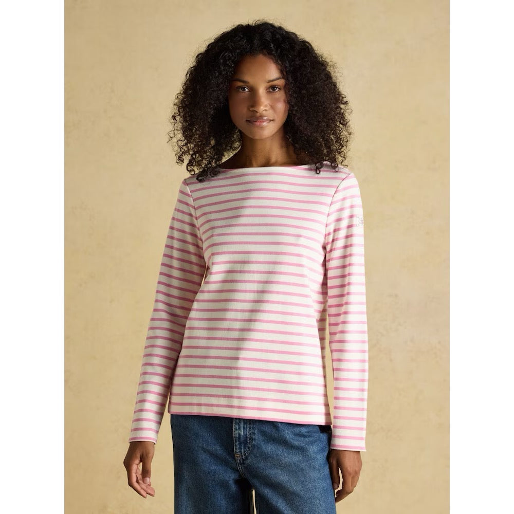 Joules Womens Harbour Top W28-621 Pink Cream Stripe Clothing UK8 / Pink,UK10 / Pink,UK12 / Pink,UK14 / Pink