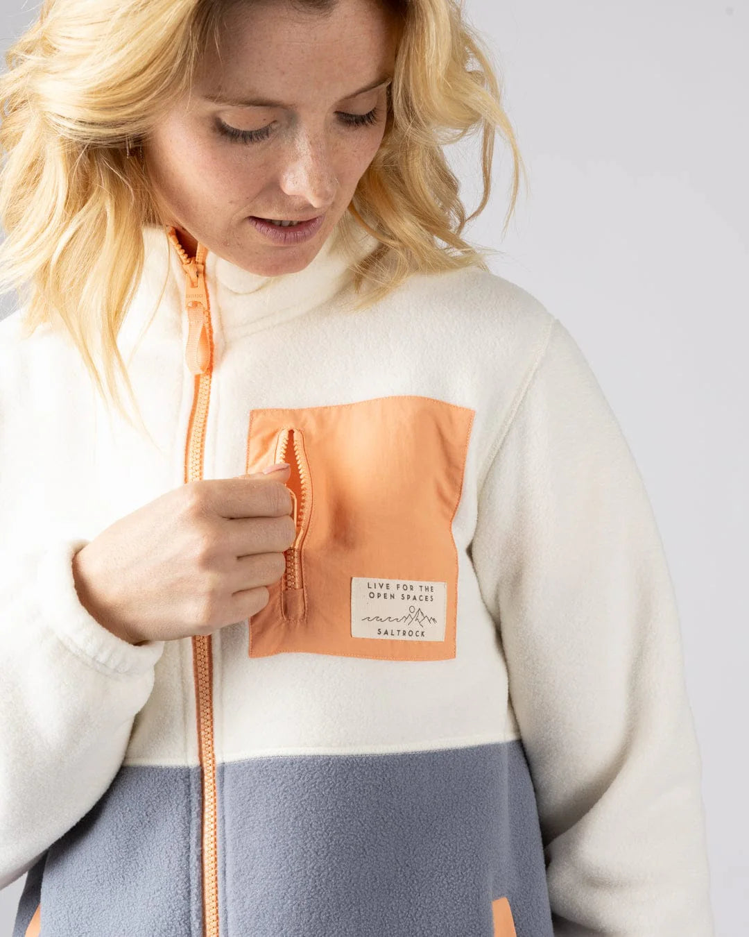 Saltrock Womens Denya Fleece Lmo22601146 Cream Blue Clothing XS / Cream,S / Cream,M / Cream,L / Cream