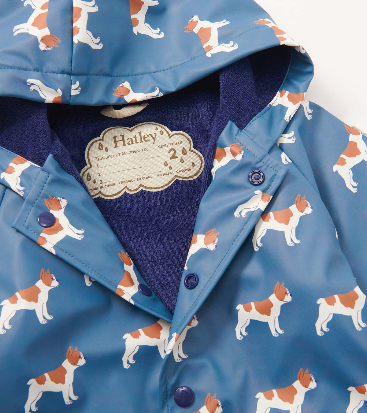 Hatley Bulldogs Pre-School Raincoat F24bbt1317 Clothing 9/12M / Blue,12/18M / Blue,18/24M / Blue,2YRS / Blue,3YRS / Blue,4YRS / Blue