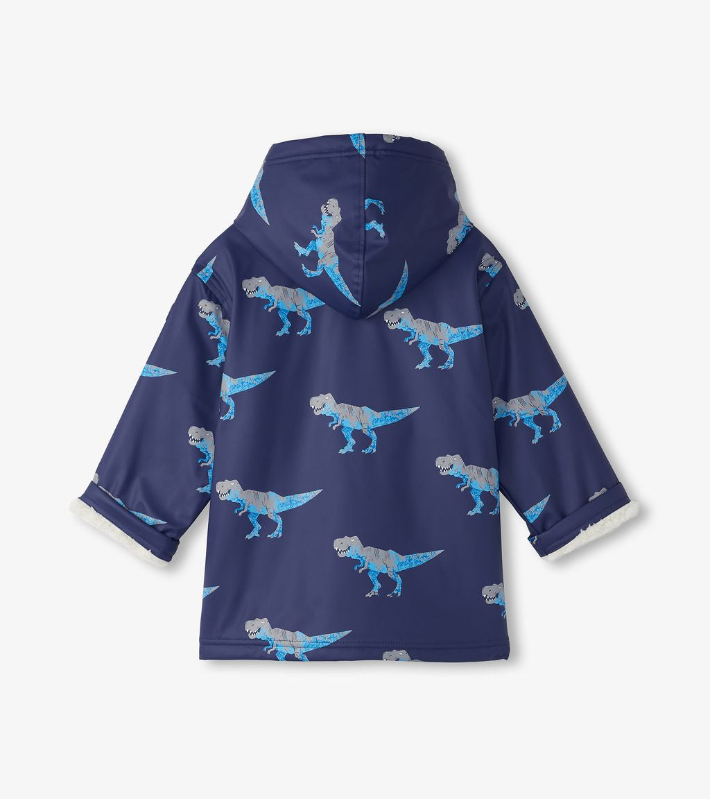 Hatley T-Rex Attack Sherpa Lined Raincoat F24trk818 Clothing 3YRS / Blue,4YRS / Blue,5YRS / Blue,6YRS / Blue,7YRS / Blue,8YRS / Blue
