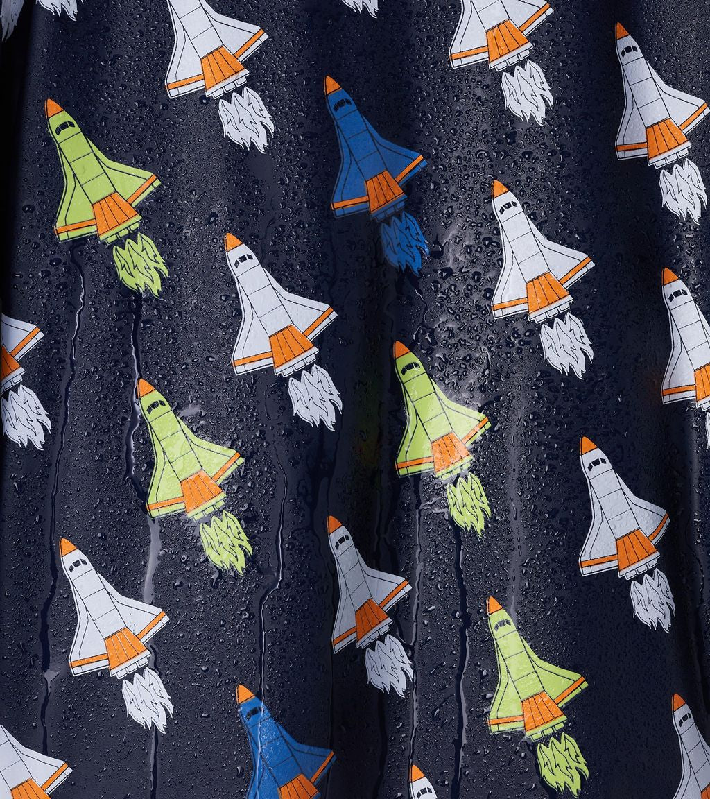 Hatley Space Shuttle Colour Changing Raincoat F24ssk818 Clothing 3YRS / Multi,4YRS / Multi,5YRS / Multi,6YRS / Multi,7YRS / Multi,8YRS / Multi