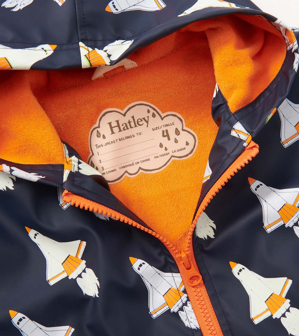Hatley Space Shuttle Colour Changing Raincoat F24ssk818 Clothing 3YRS / Multi,4YRS / Multi,5YRS / Multi,6YRS / Multi,7YRS / Multi,8YRS / Multi