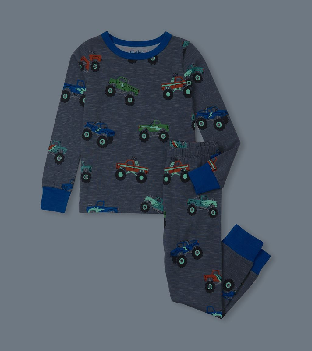 Hatley Monster Trucks Pj Set F24mtk1789 Clothing 4YRS / Grey,5YRS / Grey,6YRS / Grey,7YRS / Grey,8YRS / Grey,10YRS / Grey