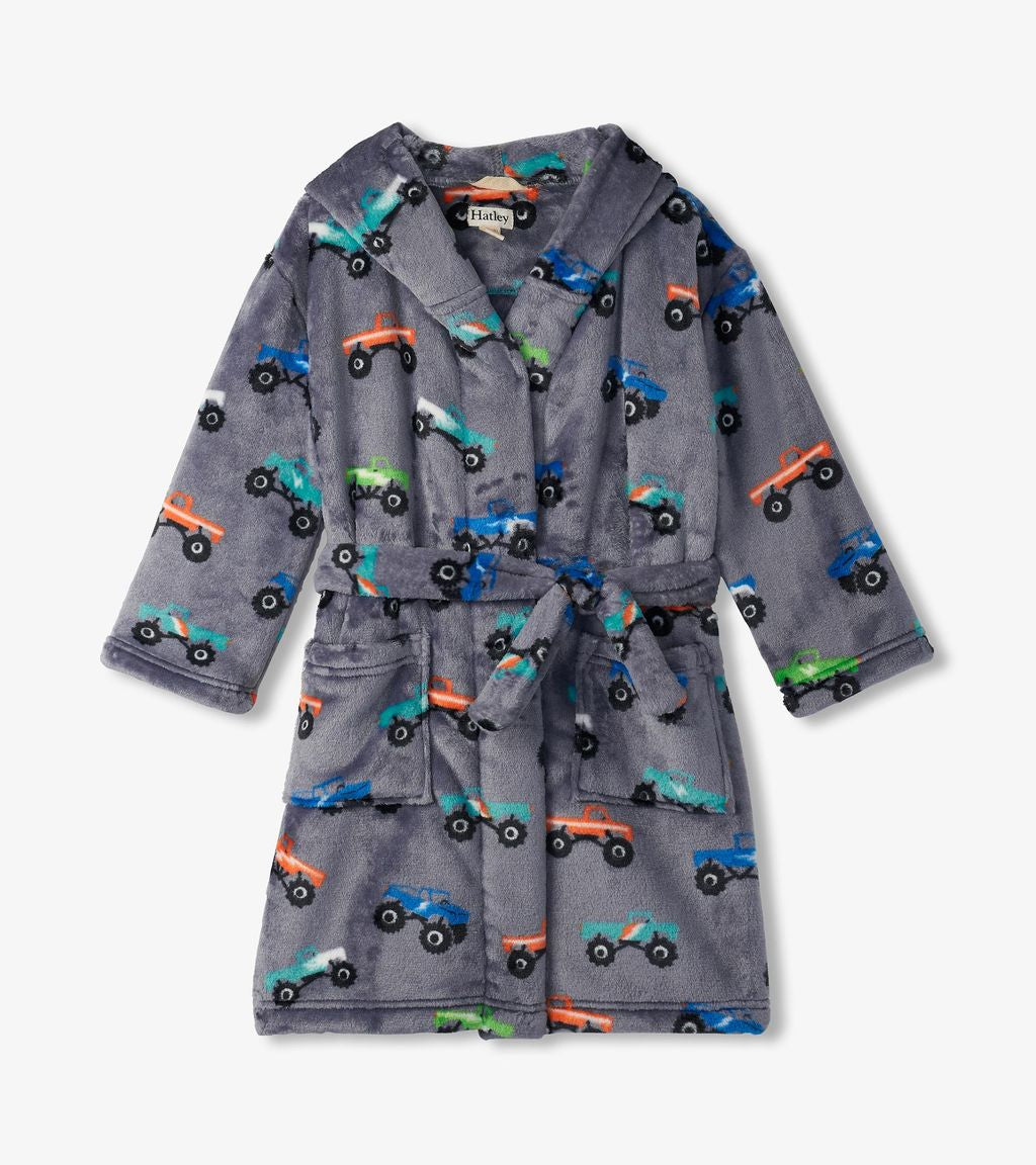 Hatley Monster Trucks Dressing Gown F24mtk225 Clothing 2-3YRS / Grey,4-5YRS / Grey,6-7YRS / Grey,8-9YRS / Grey