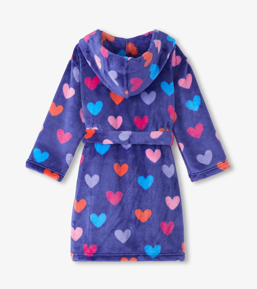 Hatley Blue Hearts Dressing Gown F24fhk225 Clothing 2-3YRS / Blue,4-5YRS / Blue,6-7YRS / Blue,8-9YRS / Blue