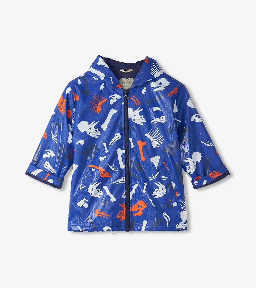 Hatley Dino Fossils Colour Changing Raincoat F24dfk818 Clothing 2YRS / Blue,3YRS / Blue,4YRS / Blue,5YRS / Blue,6YRS / Blue,7YRS / Blue,8YRS / Blue