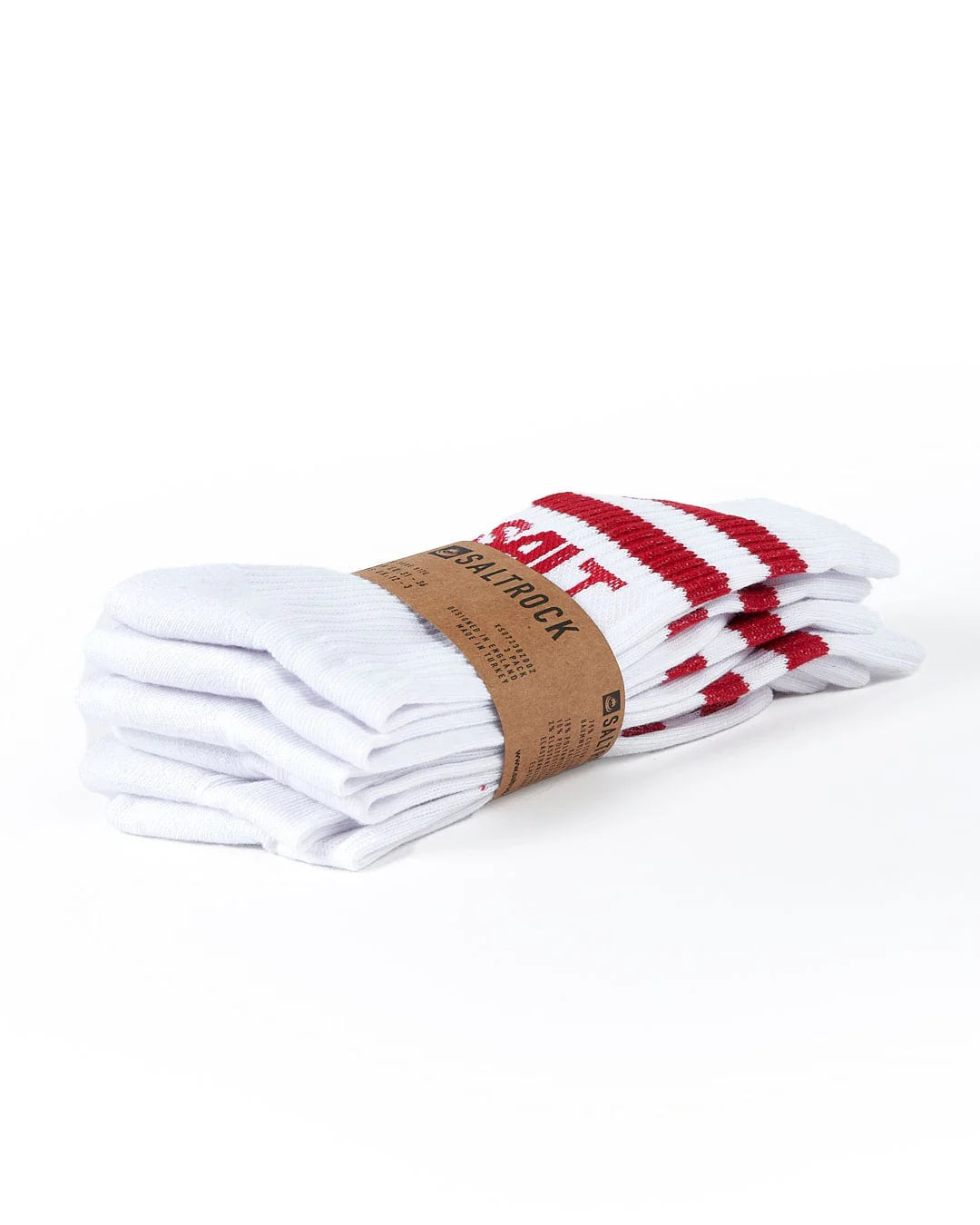 Saltrock Kids 3 Pack Socks White Red Clothing UK12-3 / White