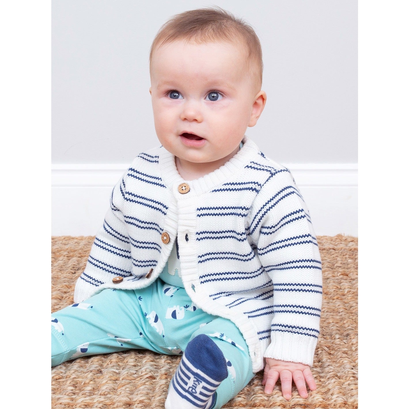 Kite My First Cardi 8870 Cream Navy Stripe Clothing 0-3M / Cream,3-6M / Cream,6-9M / Cream,9-12M / Cream