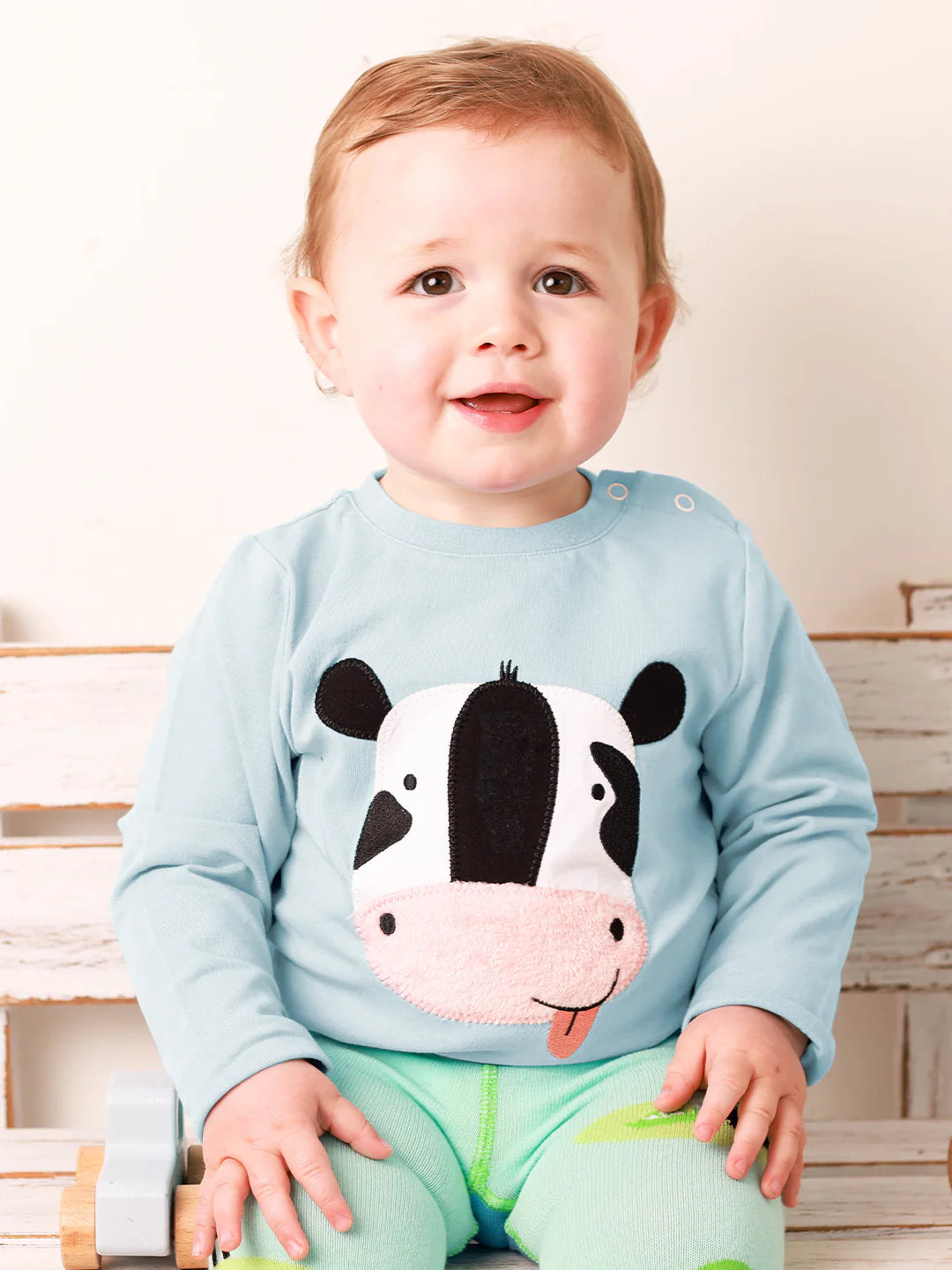 Blade &amp; Rose Bailey The Cow Infant T-Shirt Clothing 0-6M / Blue,6-12M / Blue,12-24M / Blue